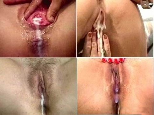 Небритый лобок телочки покрывается спермой парня после секса